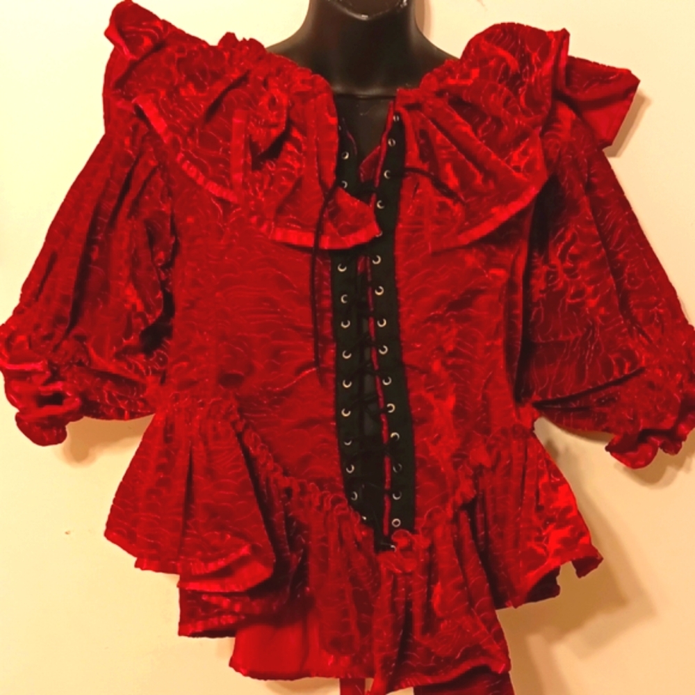 Vintage Victorian Velvet Corset Blouse – Gothic, Cosplay, Victorian, halloween